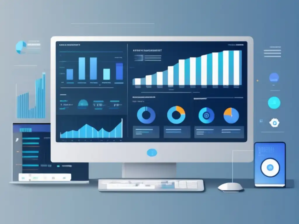 Interfaz digital futurista con herramientas de pago por clic para marketing de afiliados