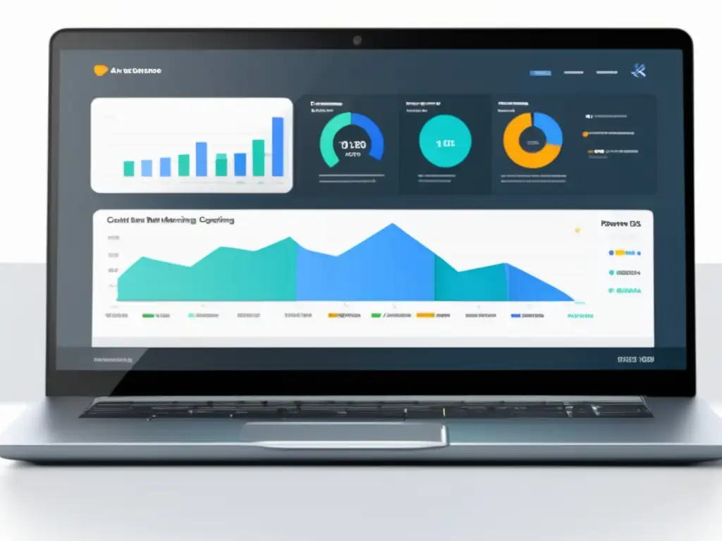 Laptop elegante con interfaz de seguimiento de enlaces avanzado Herramienta avanzada para rastreo de enlaces, estadísticas de marketing de afiliados y recursos de marketing de afiliados