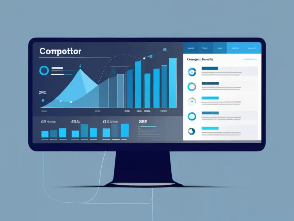 Interfaz SEO con análisis de competidores Interfaz digital minimalista con visualizaciones de datos y gráficos para análisis de competidores en SEO - Estrategias de SEO para afiliados