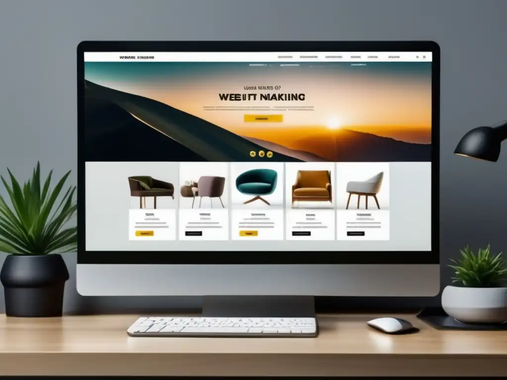 Sitio web minimalista y elegante Imagen 8K de un sitio web minimalista con imágenes optimizadas para marketing de afiliados