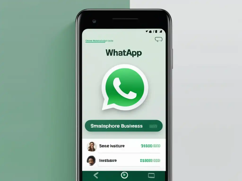 Interfaz profesional de Whatsapp Business Smartphone con interfaz de Whatsapp Business para estrategias de afiliados en marketing