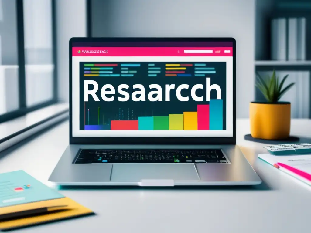 Laptop con herramienta de investigación de palabras clave Laptop moderno con herramienta de investigación de palabras clave: maximiza ingresos en marketing de afiliados