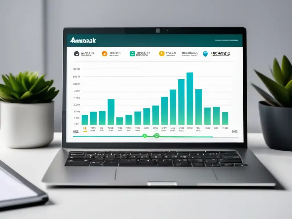 Laptop y gráfico de ingresos de marketing de afiliación Laptop en escritorio con gráfico de crecimiento de ingresos en marketing de afiliados y logos de plataformas populares