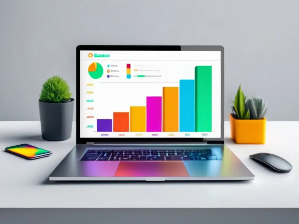Laptop moderno con gráfico vibrante Laptop moderno con gráfico vibrante y herramientas de afiliados más efectivas