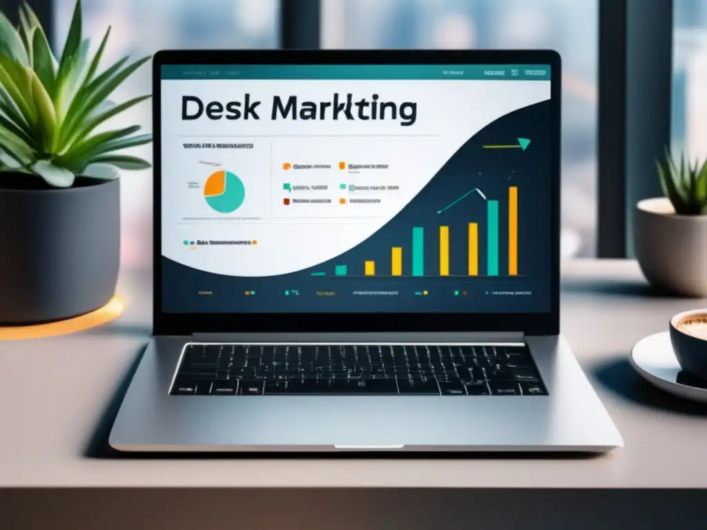 Laptop moderno en escritorio minimalista Laptop moderno en escritorio minimalista: secretos clave para éxito en marketing de afiliados