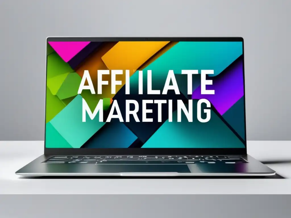 Laptop moderno con contenido de marketing afiliado Laptop minimalista con contenido estratégico para aumentar ingresos en marketing de afiliados