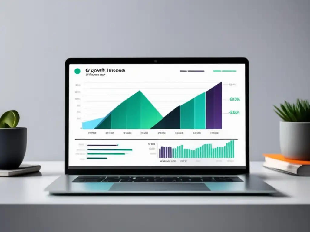 Laptop moderno con gráfico de ingresos pasivos Laptop con gráfico de ingresos pasivos en marketing de afiliados