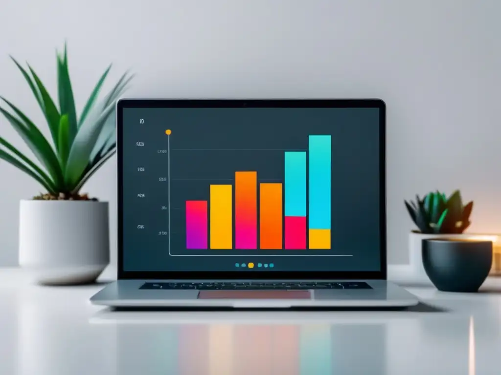 Laptop con gráfico de ingresos por marketing de afiliados Casos de éxito en el marketing de afiliados: laptop con gráfico de ingresos ascendentes