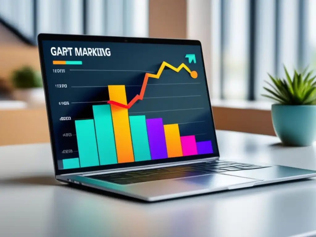 Laptop de diseño moderno con gráfico de ingresos Estrategias avanzadas para aumentar ingresos en el marketing de afiliados