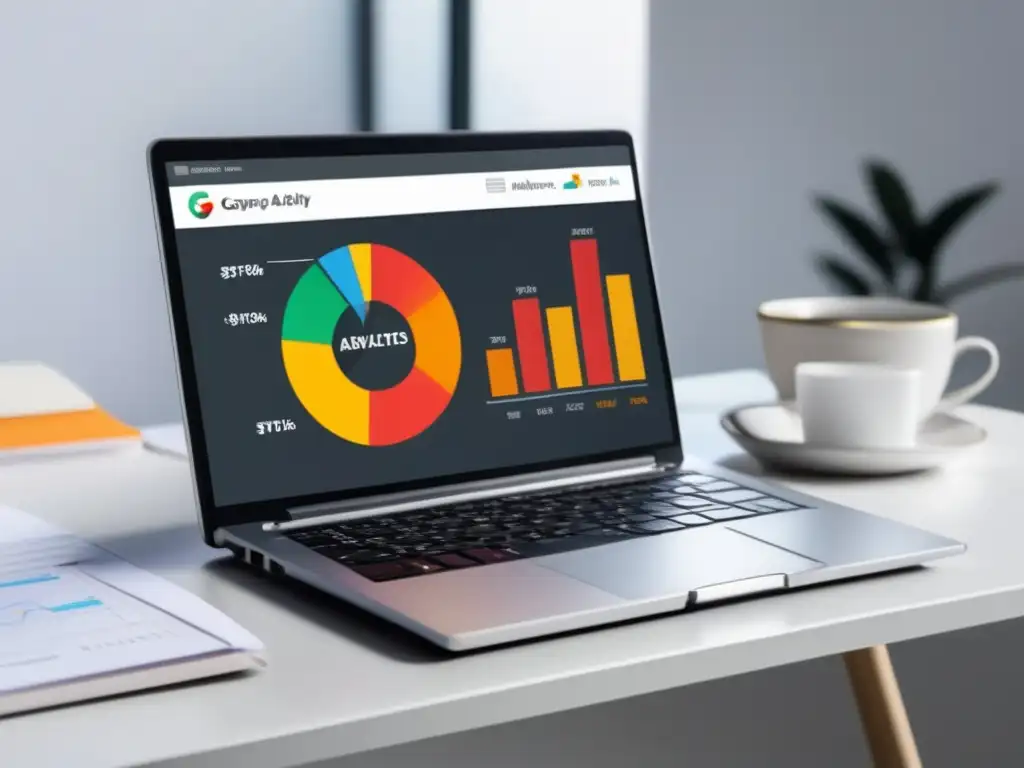 Laptop con gráficos de analítica Laptop con gráficos de marketing de afiliados