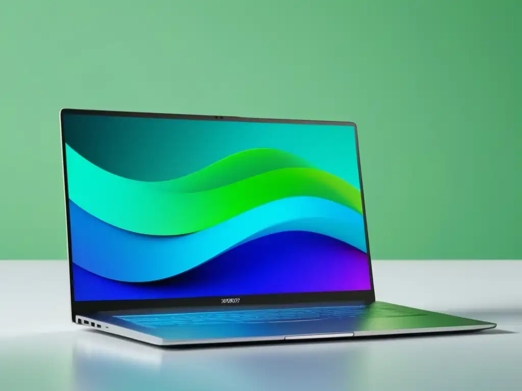 Laptop elegante muestra gráfica de conversiones Laptop plateado y elegante con pantalla sin bordes y gráfica de conversiones exitosas