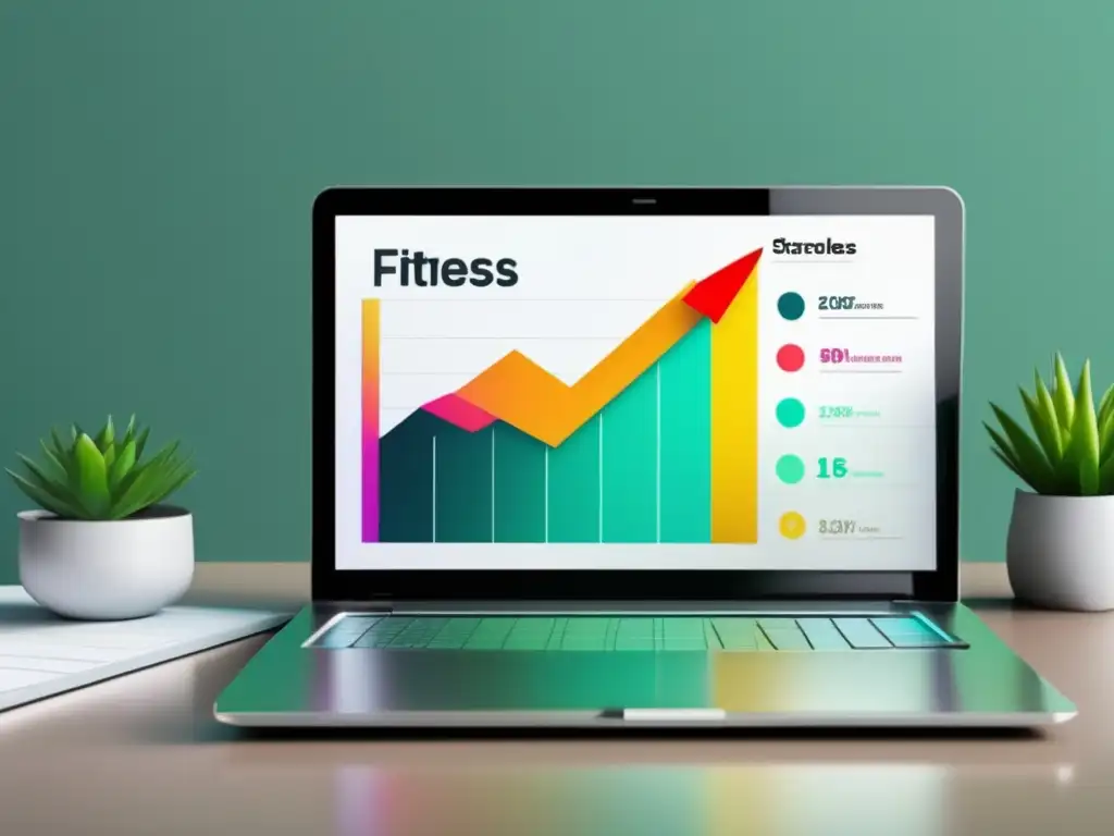 Laptop moderno con gráfico de crecimiento de ingresos Laptop moderno con gráfico de crecimiento de ingresos para Fitness Lifestyle y estrategias de contenido en marketing de afiliados