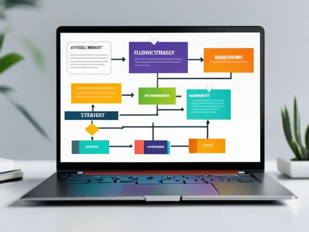 Estrategia de contenido para el marketing de afiliados Laptop moderno en escritorio con estrategia de contenido en marketing de afiliados