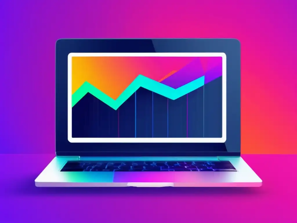 Laptop moderno y gráfico de marketing ético Laptop moderno con gráfico de impacto positivo de estrategias éticas de marketing de afiliados