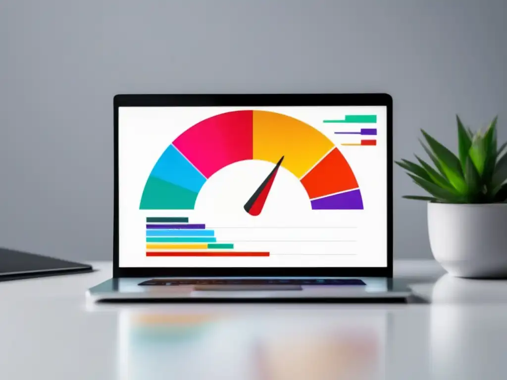 Éxito en estrategias de marketing de afiliados Estrategias de marketing de afiliados para tiendas online exitosas con laptop moderno y gráfica vibrante