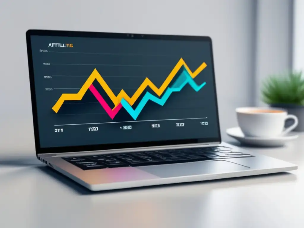 Laptop con gráfico de ingresos en marketing de afiliación Estrategias clave para mejorar ingresos en el marketing de afiliados