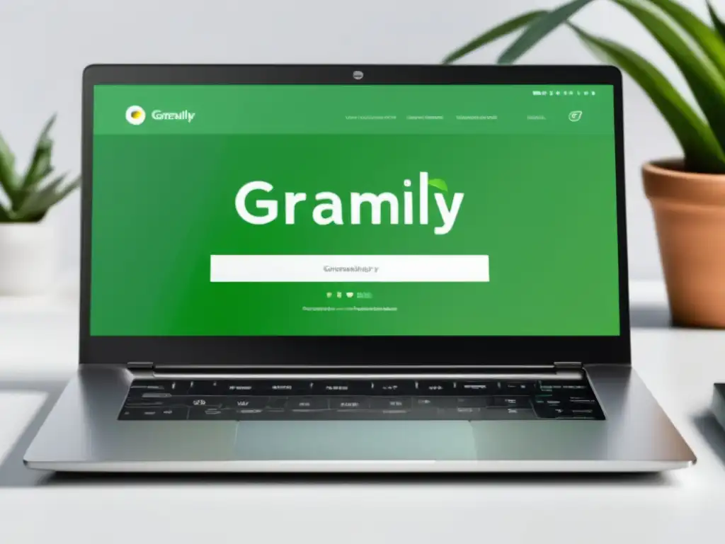 Laptop Grammarly: Programa afiliados Laptop moderno con diseño minimalista mostrando el programa de afiliados de Grammarly