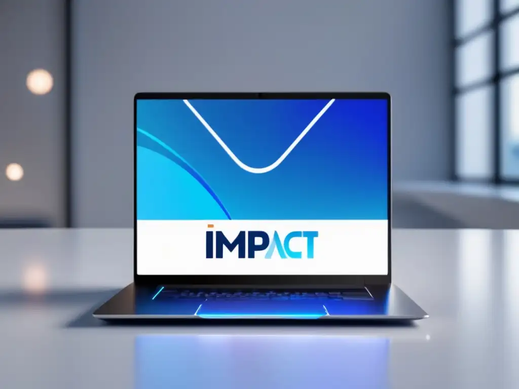Laptop moderno con logo de Impact Radius en pantalla Laptop Impact Radius: Características y beneficios del programa de afiliados