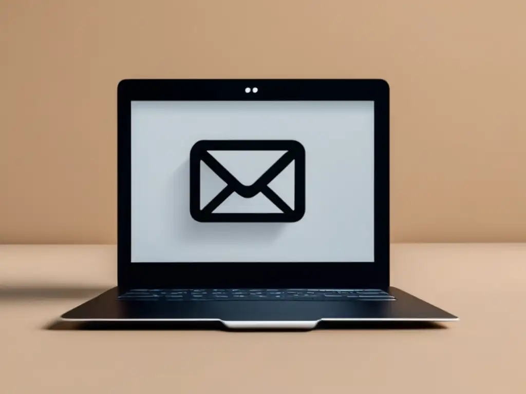 Laptop minimalista con iconos de correo, afiliados e influencers - Estrategias avanzadas para el marketing de afiliados