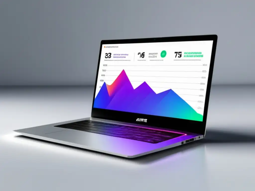 Laptop moderno y sofisticado con gráfico vibrante Laptop minimalista con gráfico de éxito en marketing de afiliados