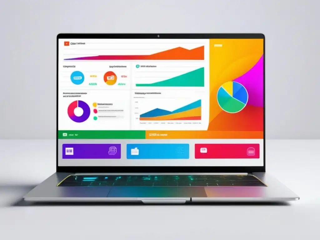 Laptop moderno con estudios de caso de marketing de afiliación Laptop moderno con diseño minimalista y estudios de caso de marketing de afiliados impresionantes