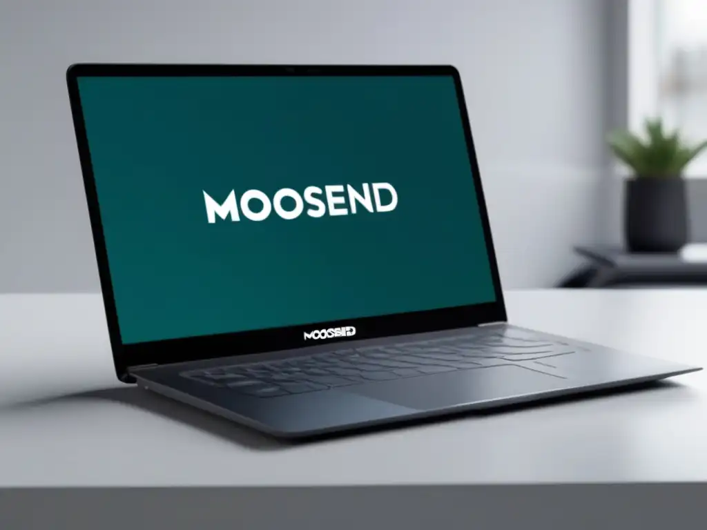 Laptop Moosend: Profesional y moderno Ventajas de unirse a programa de afiliados de Moosend con laptop minimalista y elegante
