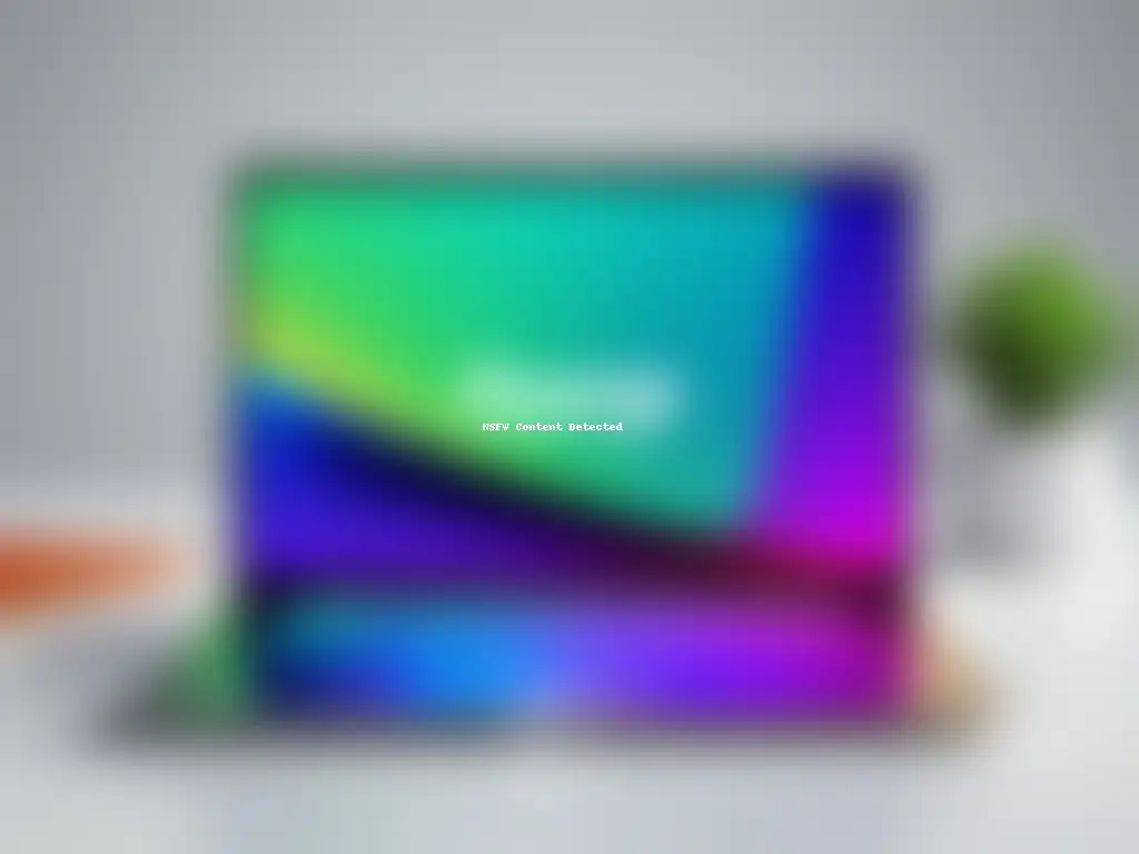 Laptop moderno en escritorio blanco, pantalla muestra plataformas de afiliados en diseño gráfico vibrante