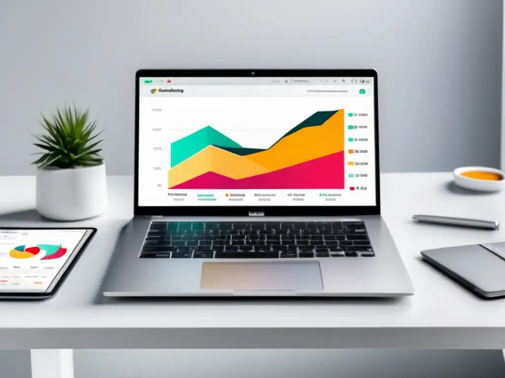 Laptop en escritorio con dashboard de análisis de marketing de afiliados: recursos efectivos