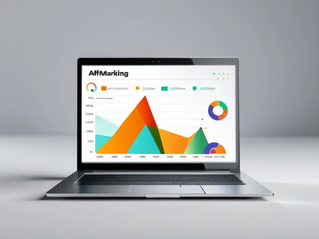 Laptop moderno con gráfico de crecimiento de marketing de afiliados Laptop moderno con gráfico dinámico de plataformas de afiliados más efectivas -