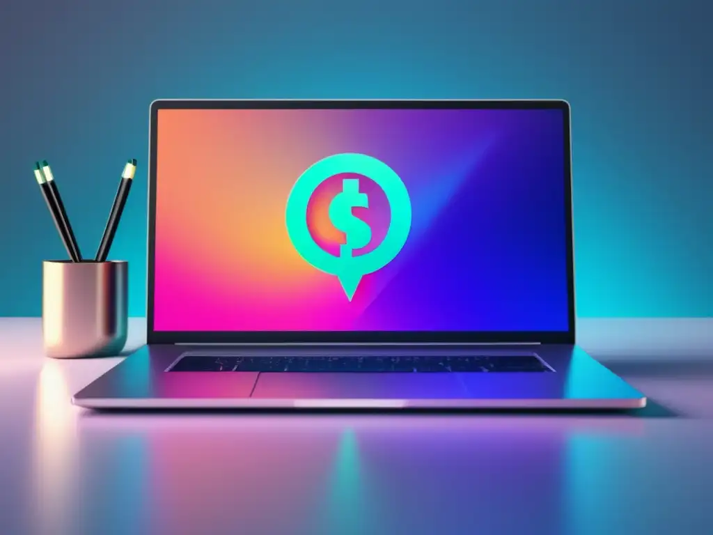 Laptop moderno en escritorio minimalista: generar ingresos pasivos con marketing de afiliados