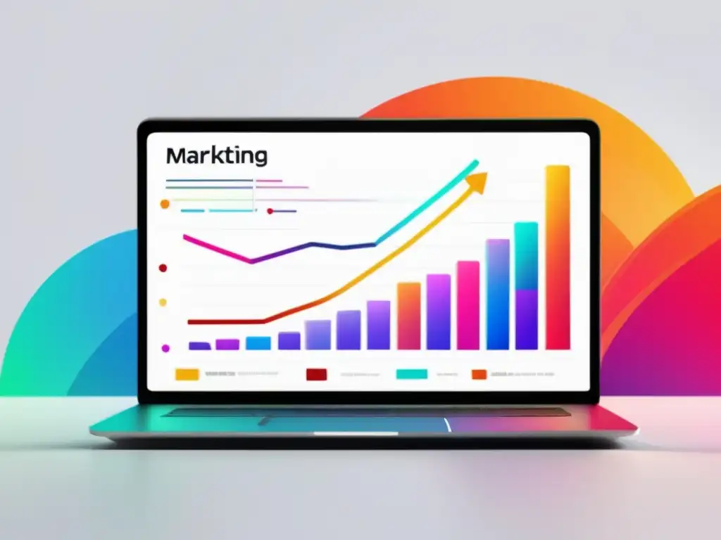 Laptop moderno y elegante con gráfico de marketing de afiliados Laptop moderno: gráfico de éxito en marketing de afiliados con casos de éxito