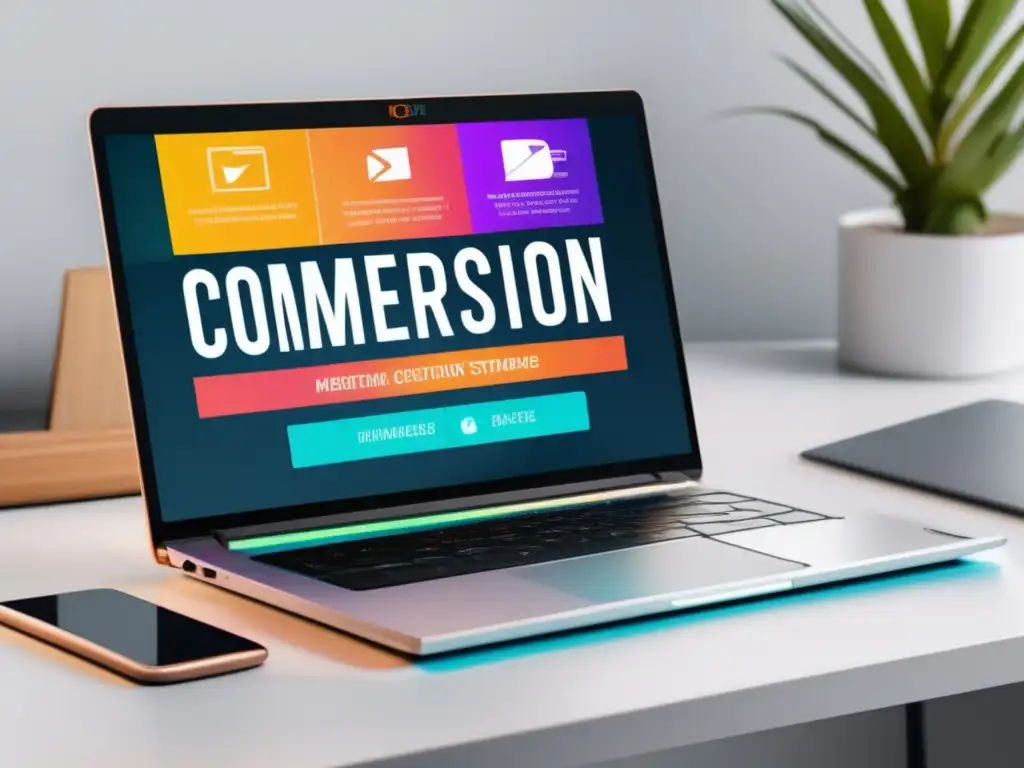 Laptop moderno con infografía de marketing de afiliados Laptop moderno con diseño minimalista y gráfico de estrategias avanzadas en marketing de afiliados
