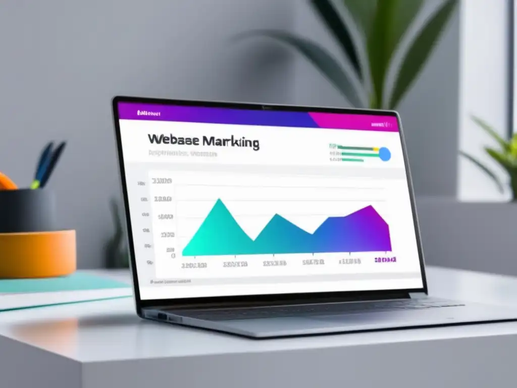 Portátil y gráfica de ganancias en marketing de afiliados Laptop minimalista con gráfico de aumento de velocidad y ganancias en marketing de afiliados