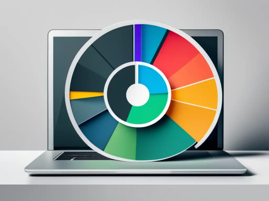 Laptop moderno con gráfico de segmentos Laptop moderno con gráfico de audiencia segmentada y estrategias avanzadas en marketing de afiliados