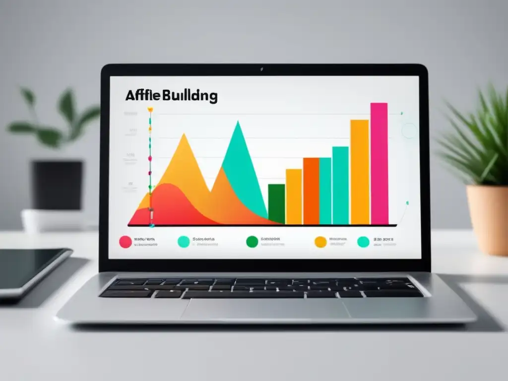 Laptop y gráfico de crecimiento en SEO Tácticas SEO efectivas para aumentar ganancias en marketing de afiliados