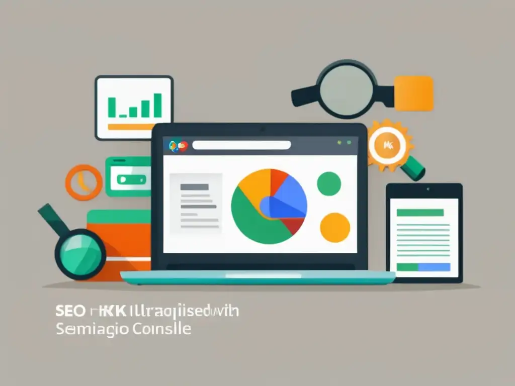 Laptop con herramientas SEO Auditoría web SEO para afiliados: herramientas y datos en laptop moderna