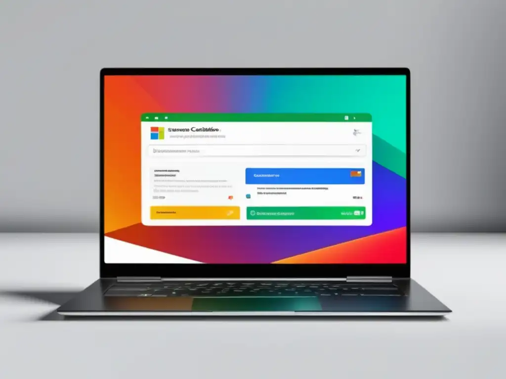 Laptop con SERP de SEO y contenido Laptop minimalista con SERP de