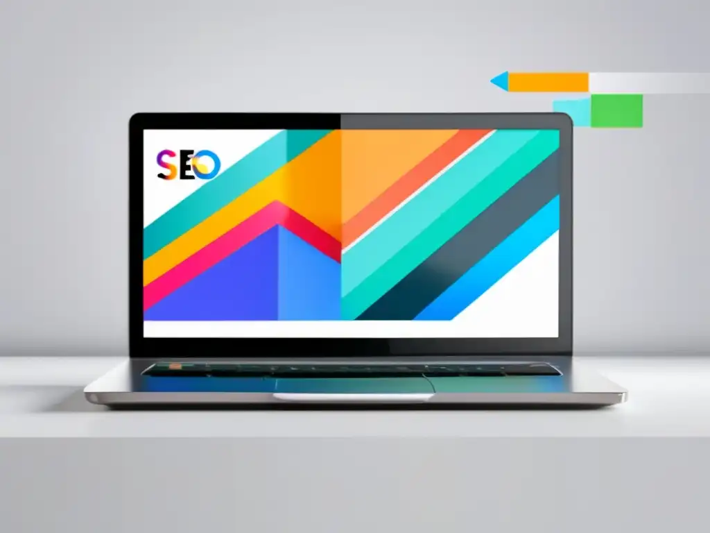 Laptop SEO: Gráfico de tráfico web Laptop moderno y elegante, gráfico de SEO para éxito en marketing de afiliados