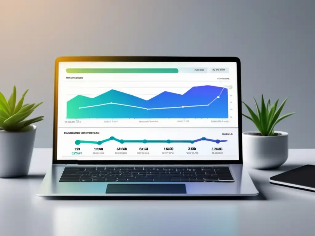 Laptop con gráfico atractivo que muestra estrategias de SEO para atraer más tráfico a mi sitio web de afiliados