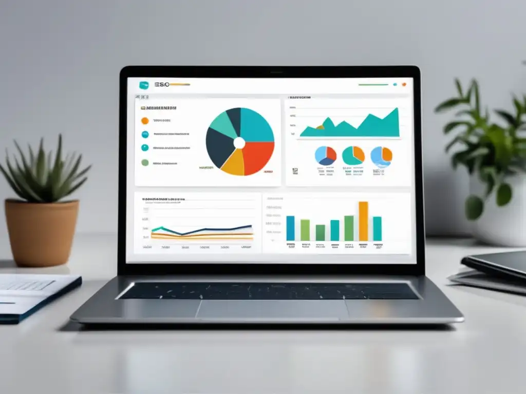 Laptop SEO Dashboard y estadísticas Estrategias de SEO para aumentar ingresos en marketing de afiliados