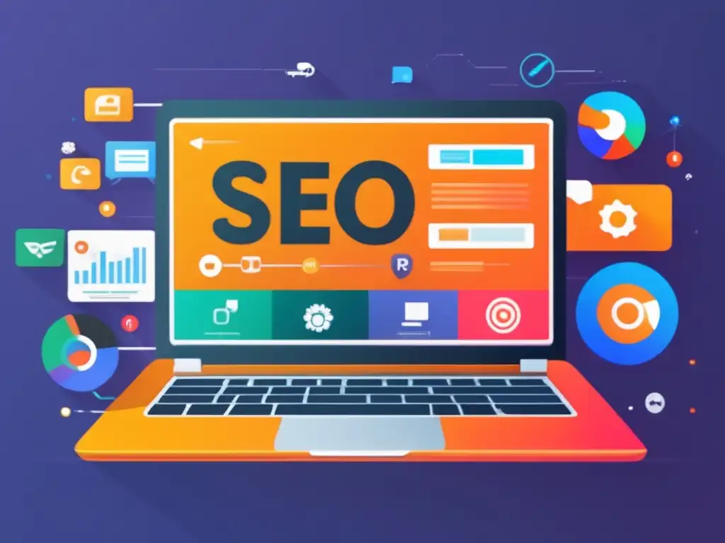 Herramientas SEO para afiliados Laptop con pantalla de alta resolución y herramientas de SEO para aumentar ingresos de afiliado