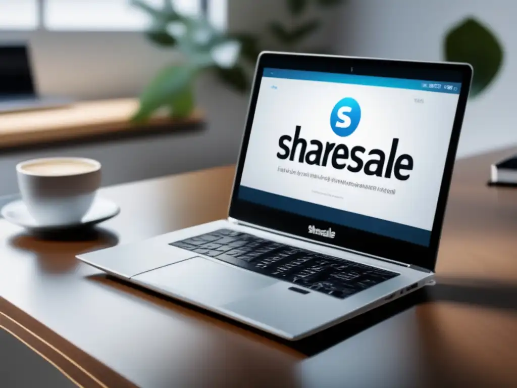 Laptop moderno en un escritorio minimalista Ventajas de usar ShareASale como programa de afiliados