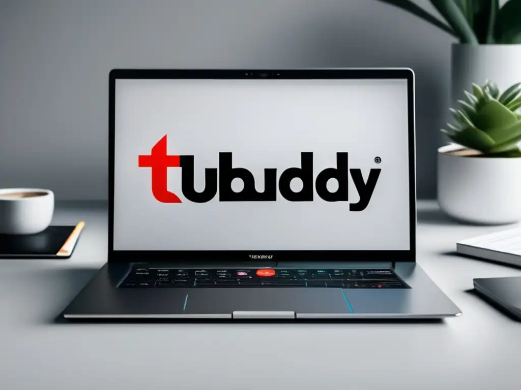 Laptop minimalista con logo TubeBuddy Laptop TubeBuddy: programa de afiliados de alta calidad