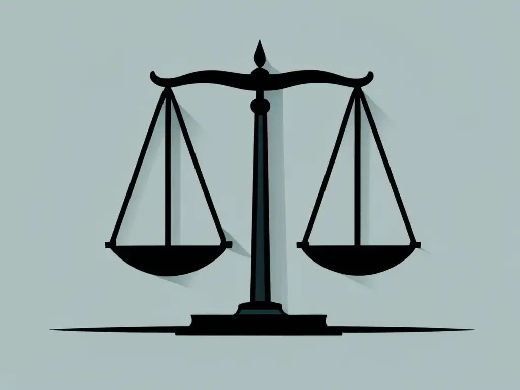 Ilustración minimalista de una balanza de justicia Ilustración minimalista de una balanza que representa las leyes y regulaciones del marketing de afiliados