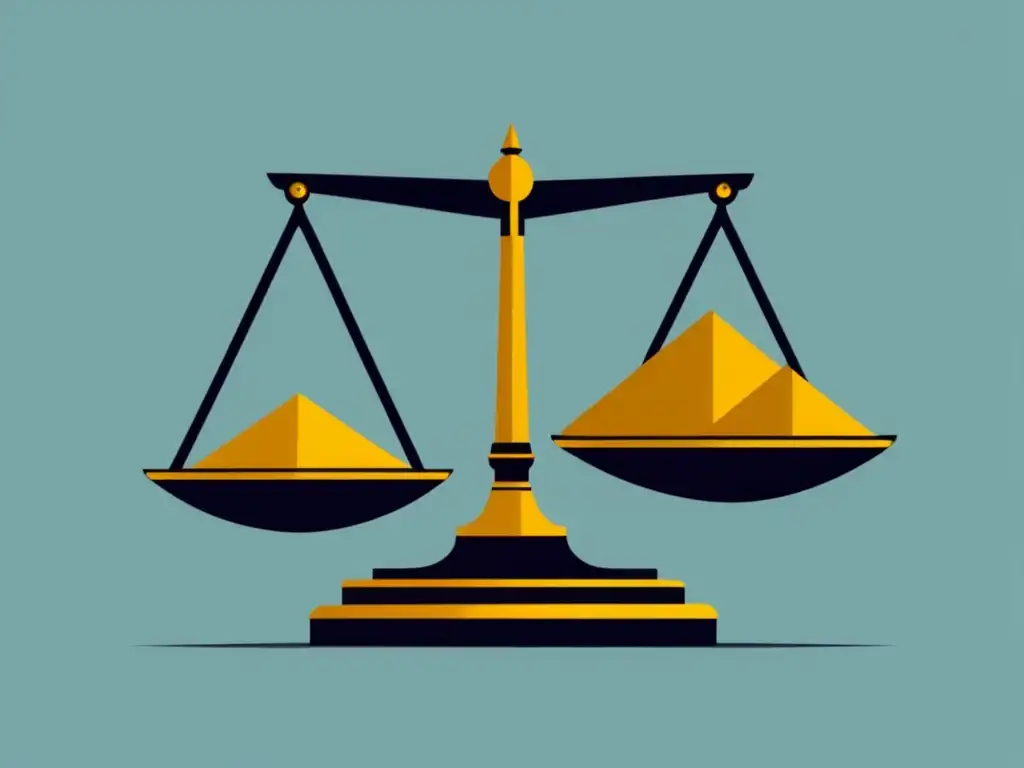 Equilibrio entre protección al consumidor y sanciones legales Ilustración minimalista de una balanza simbolizando leyes de marketing de afiliados y protección al consumidor
