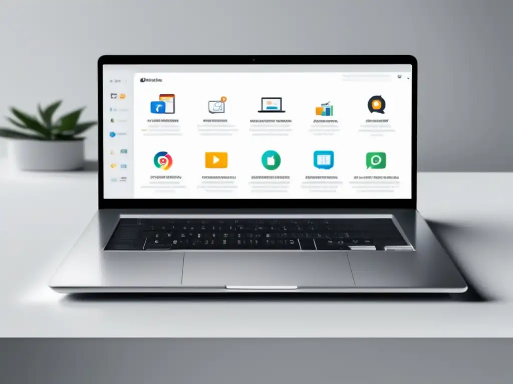 Laptop de marketing de afiliados: accesible, legítimo y rentable Laptop minimalista con pantalla en blanco en un escritorio blanco