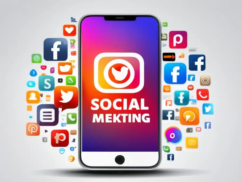 Marketing de afiliados en redes sociales Smartphone muestra herramientas de redes sociales para el marketing de afiliados