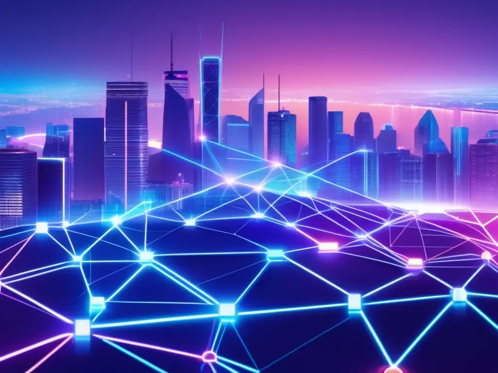 Futurista ciudad afiliados Tendencias de marketing de afiliados 2022: ciudad futurista con redes interconectadas