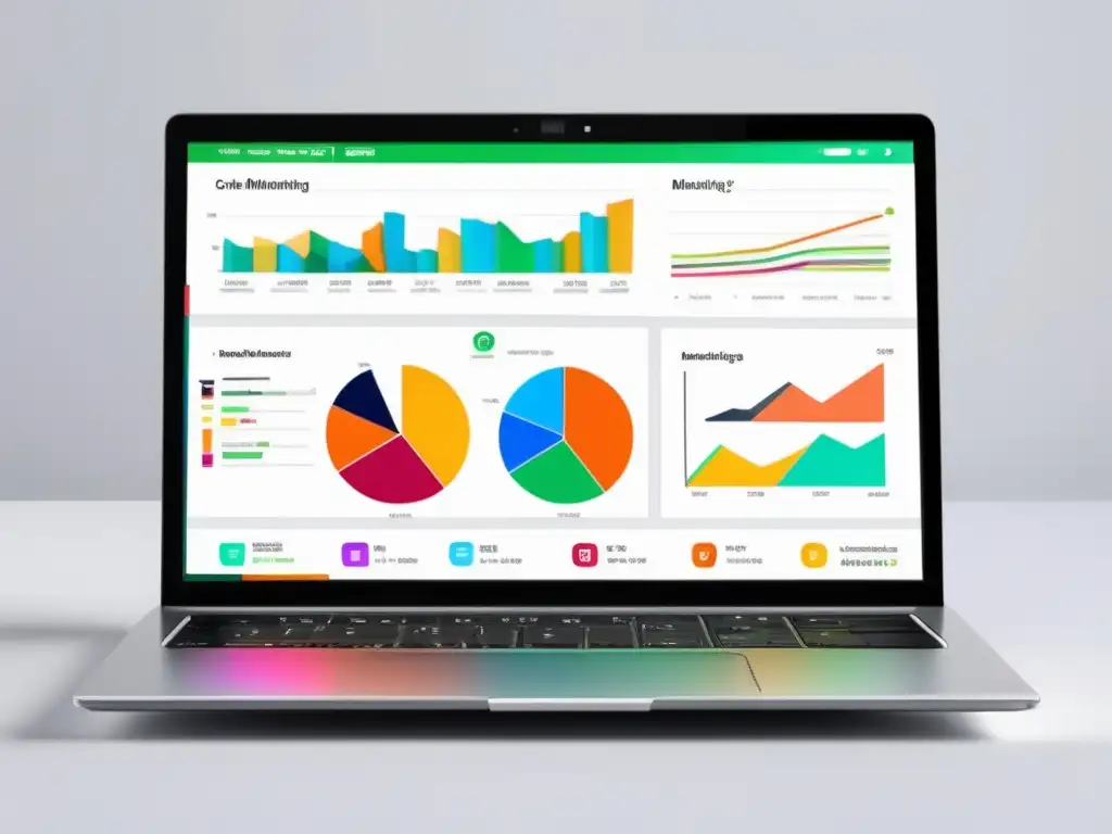 Laptop moderno con dashboard de marketing digital Laptop moderno con dashboard de marketing de afiliados