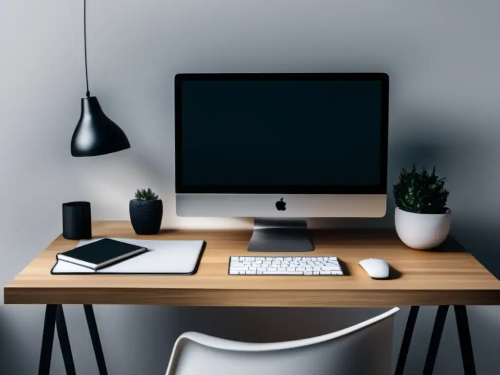 Escritorio minimalista y moderno Escritorio moderno con estrategias éticas de marketing de afiliados